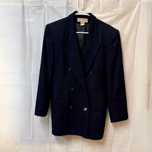 VTG Jones New York Country wool Blazer Navy Double Breasted gold buttons size 10